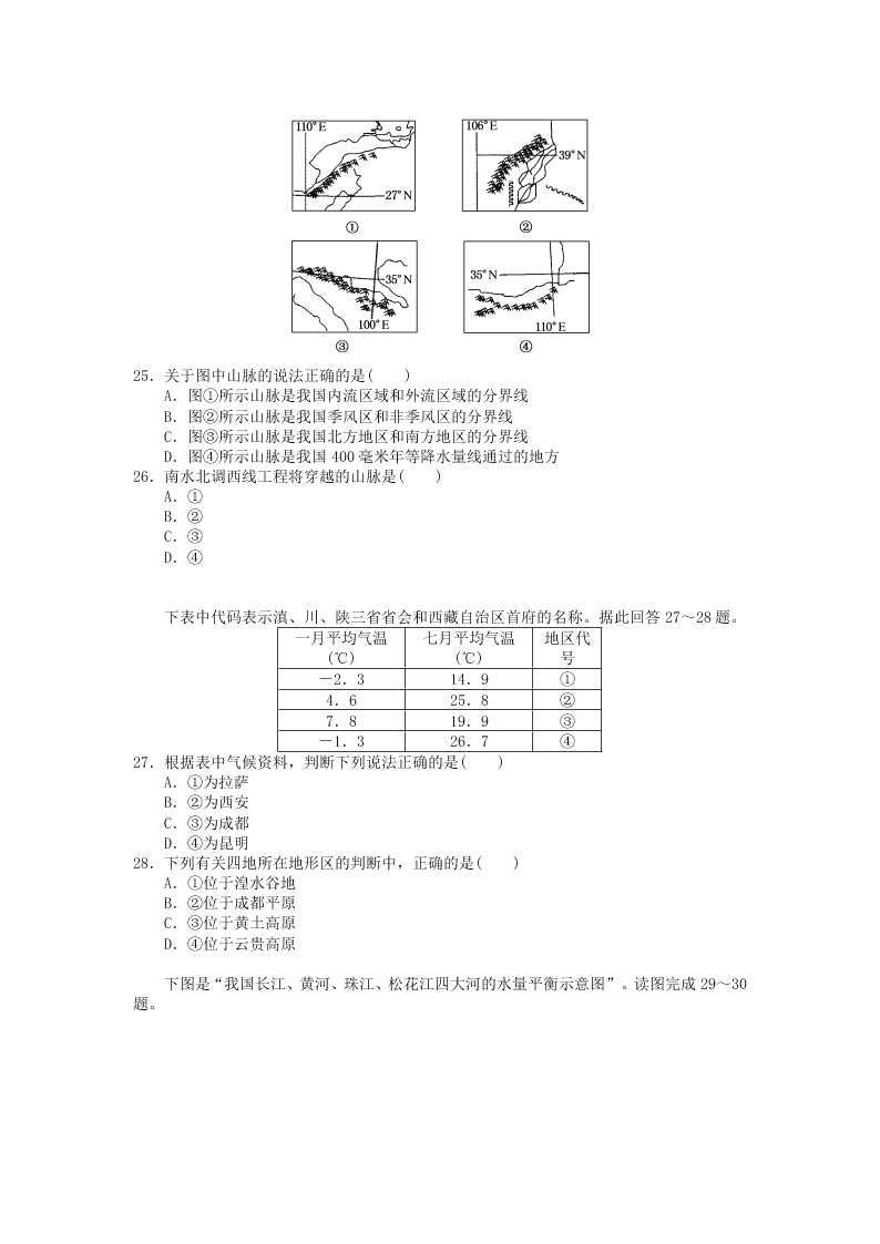 2020届河北省唐山市路北区第十一中学高二下地理期末试题（无答案）