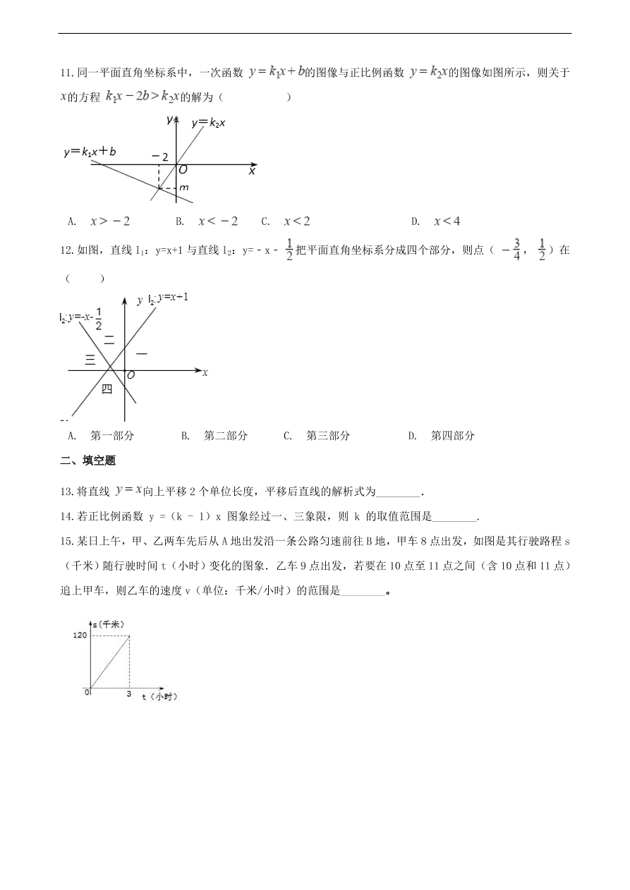 中考数学专题复习卷：一次函数（无答案）