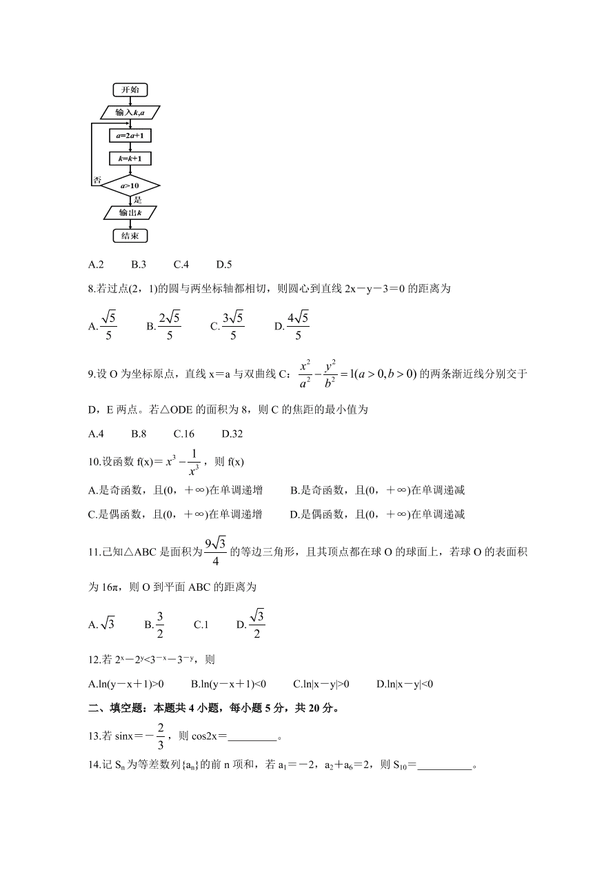 2020年高考数学文科（全国卷II） (含答案）