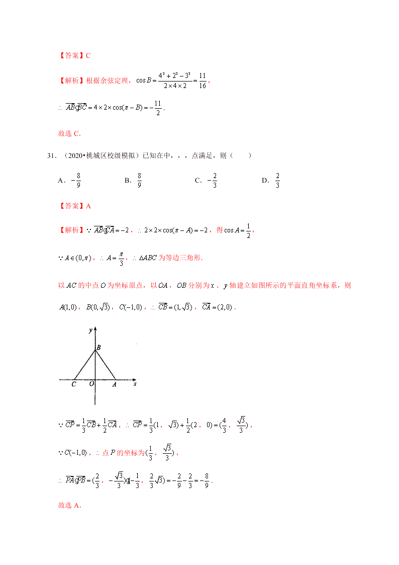 2020-2021学年高考数学（理）考点：平面向量的数量积