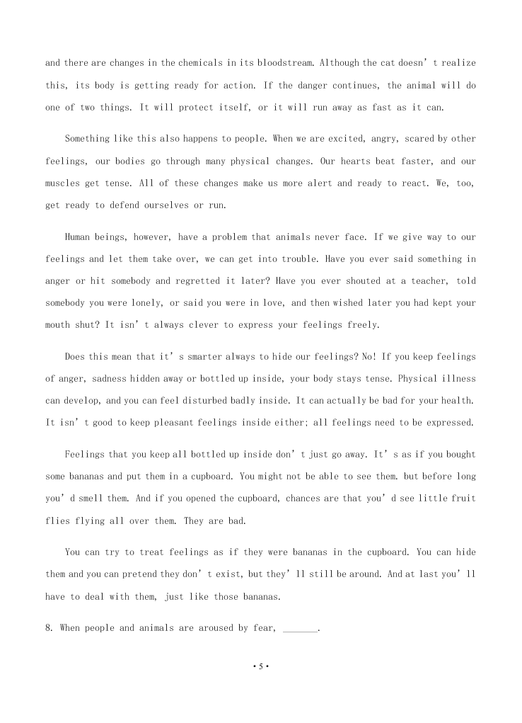 2021届黑龙江省双鸭山市第一中学高二上英语9月开学考试题（无答案）