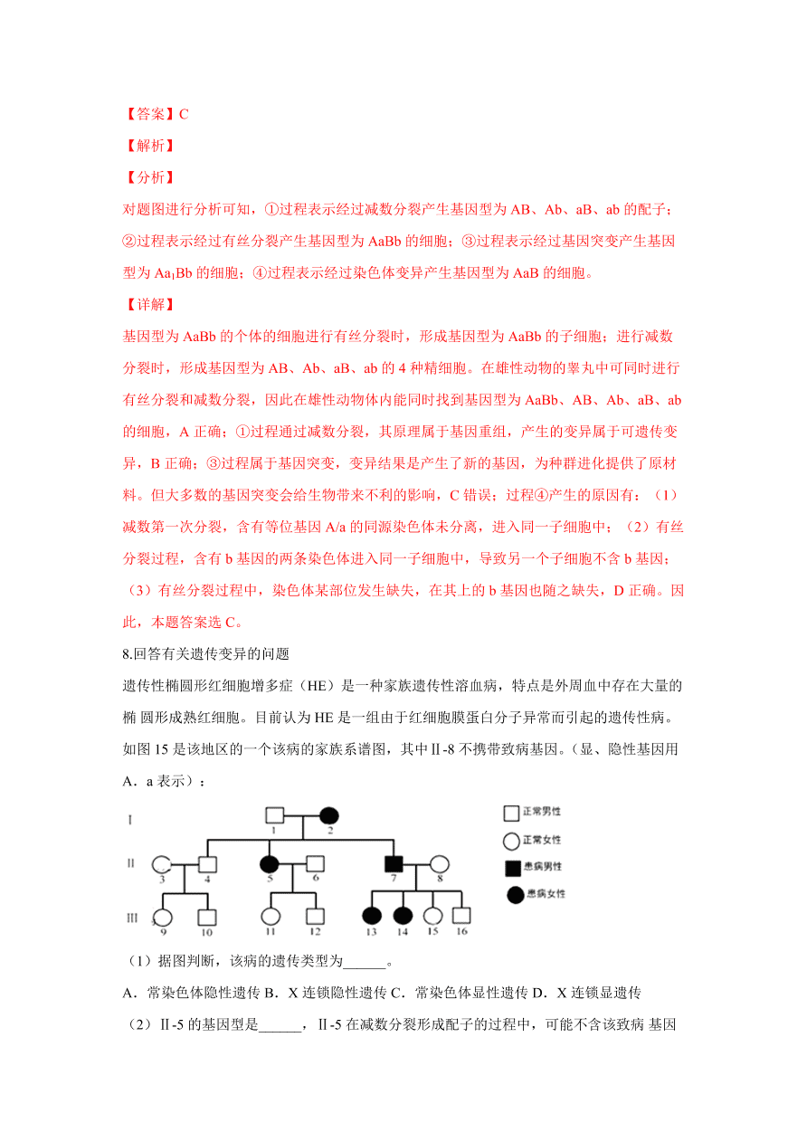 2020-2021学年高三生物一轮复习易错题08 生物的变异与育种