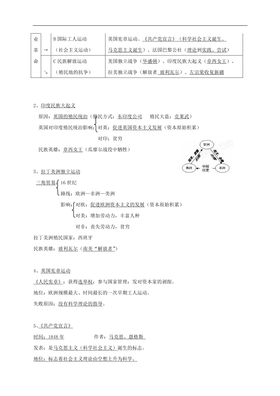 中考历史总复习第一篇章教材巩固主题十四近代社会的确立与动荡试题（含答案）