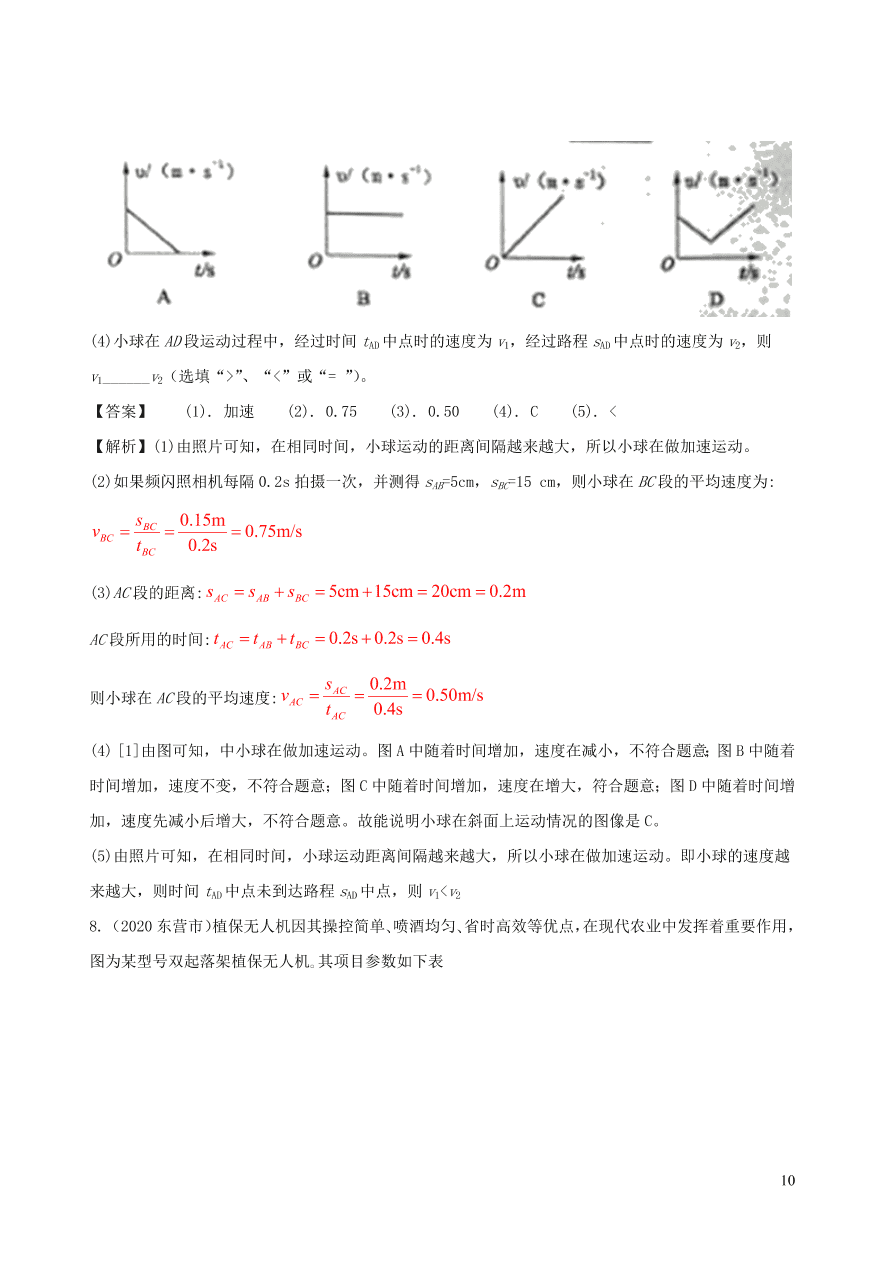 2020-2021八年级物理上册1.4测量平均速度精品练习（附解析新人教版）