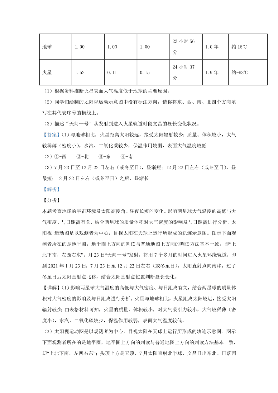 北京市海淀区2021届高三地理上学期期中试题（Word版附解析）