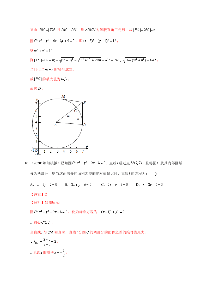 2020-2021学年高考数学（理）考点：圆的方程