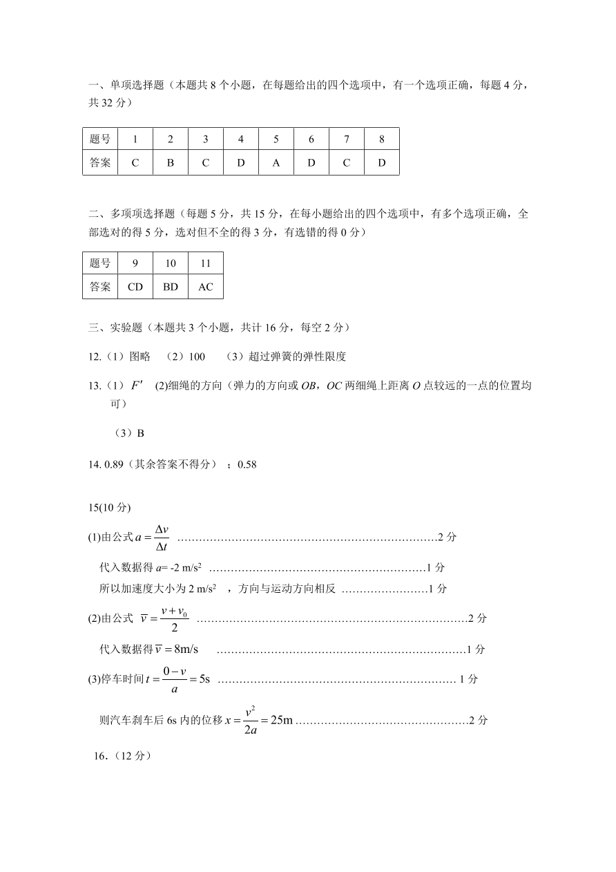 湖南省五市十校2020-2021高一物理12月联考试题（附答案Word版）