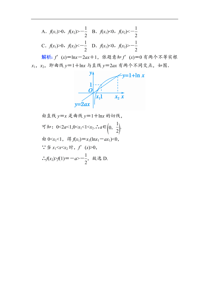 2020版高考数学人教版理科一轮复习课时作业15 导数与函数的极值、最值（含解析）