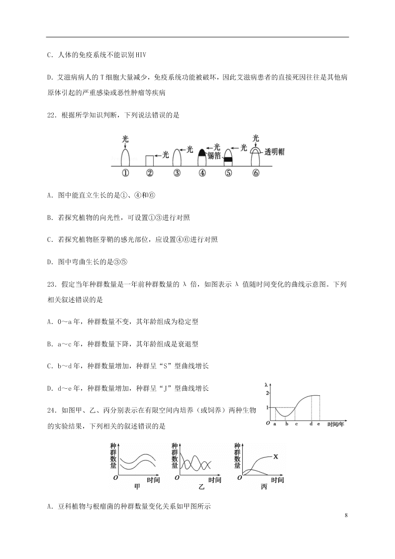 甘肃省兰州市第一中学2020学年高二生物下学期期末考试试题（含答案）