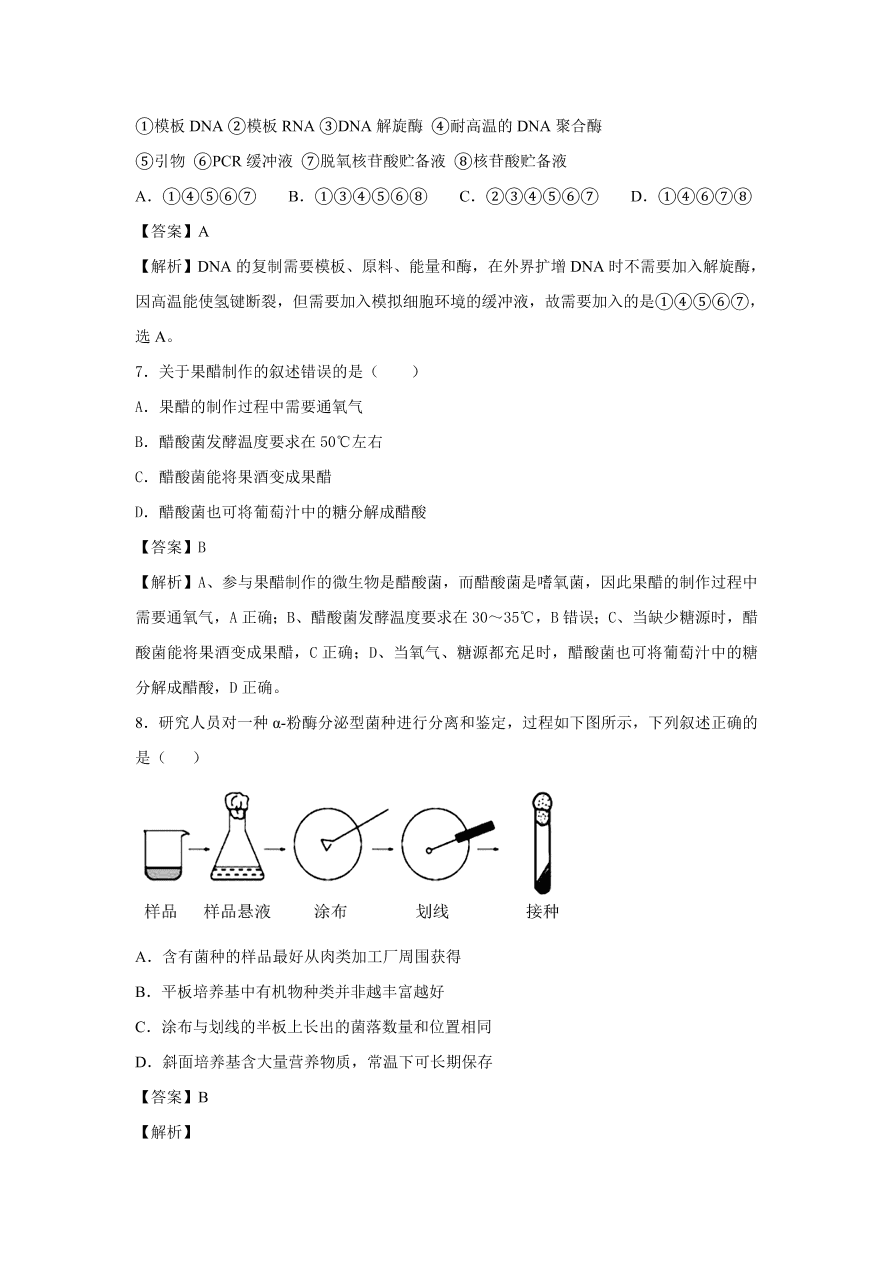 2020-2021学年高考生物精选考点突破专题16 传统发酵技术与微生物培养技术