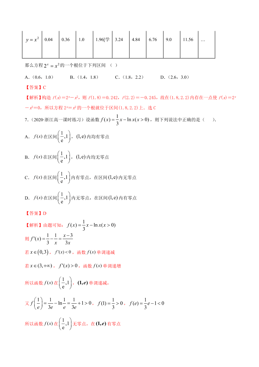 2020-2021学年高一数学课时同步练习 第四章 第5节 函数的应用（二）