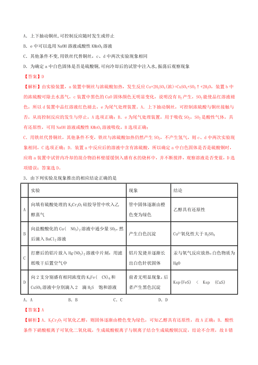 2020-2021年高考化学精选考点突破24 化学综合实验