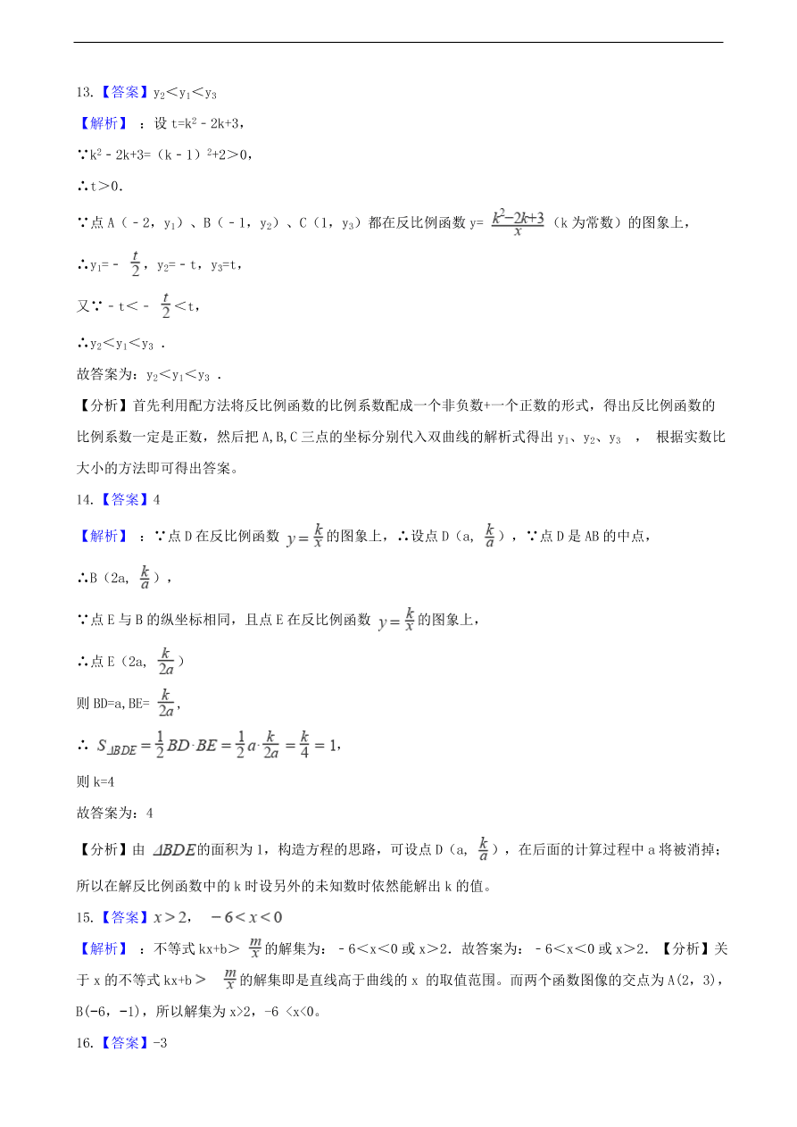 中考数学专题复习卷：反比例函数（含解析）