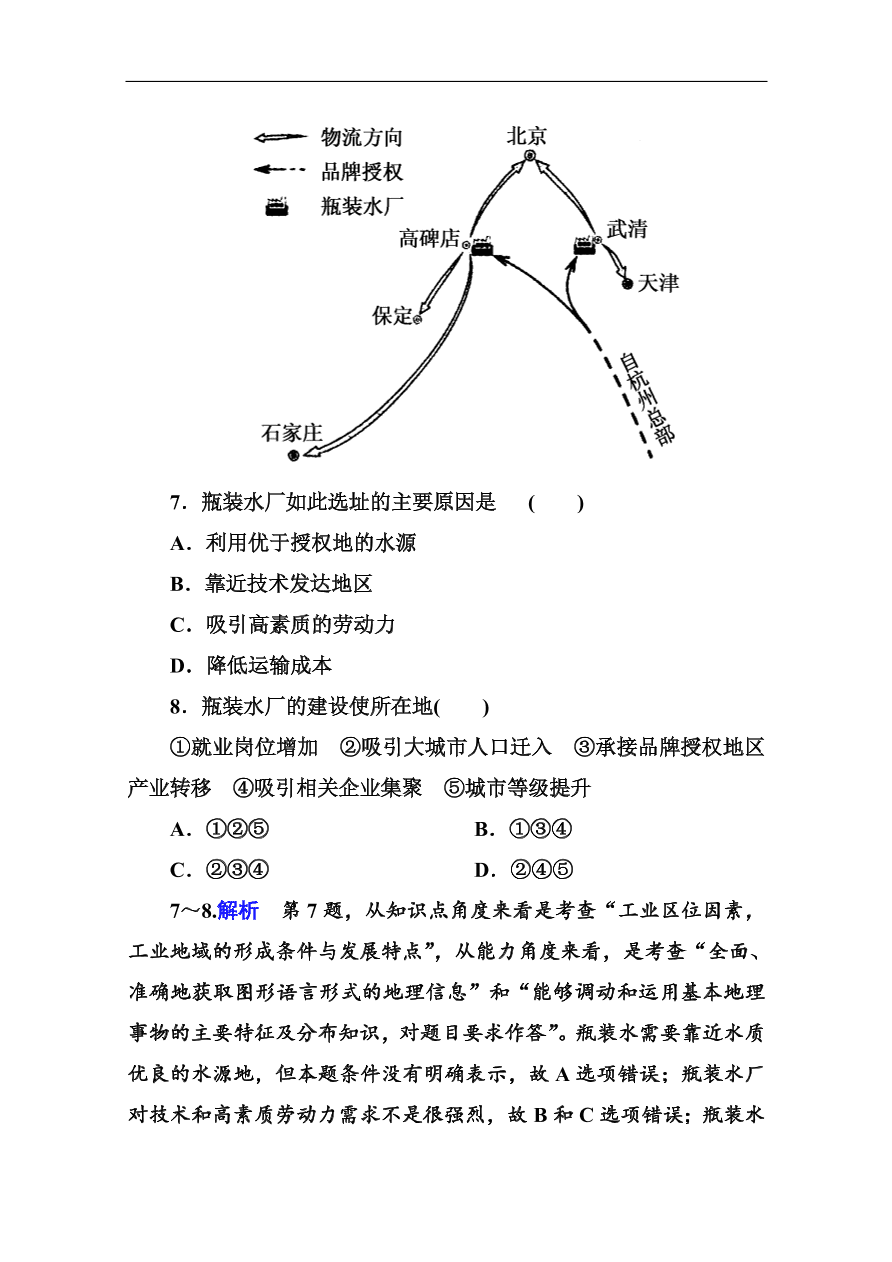 湘教版高一地理必修2《3.3工业区位因素与工业地域联系》同步练习及答案