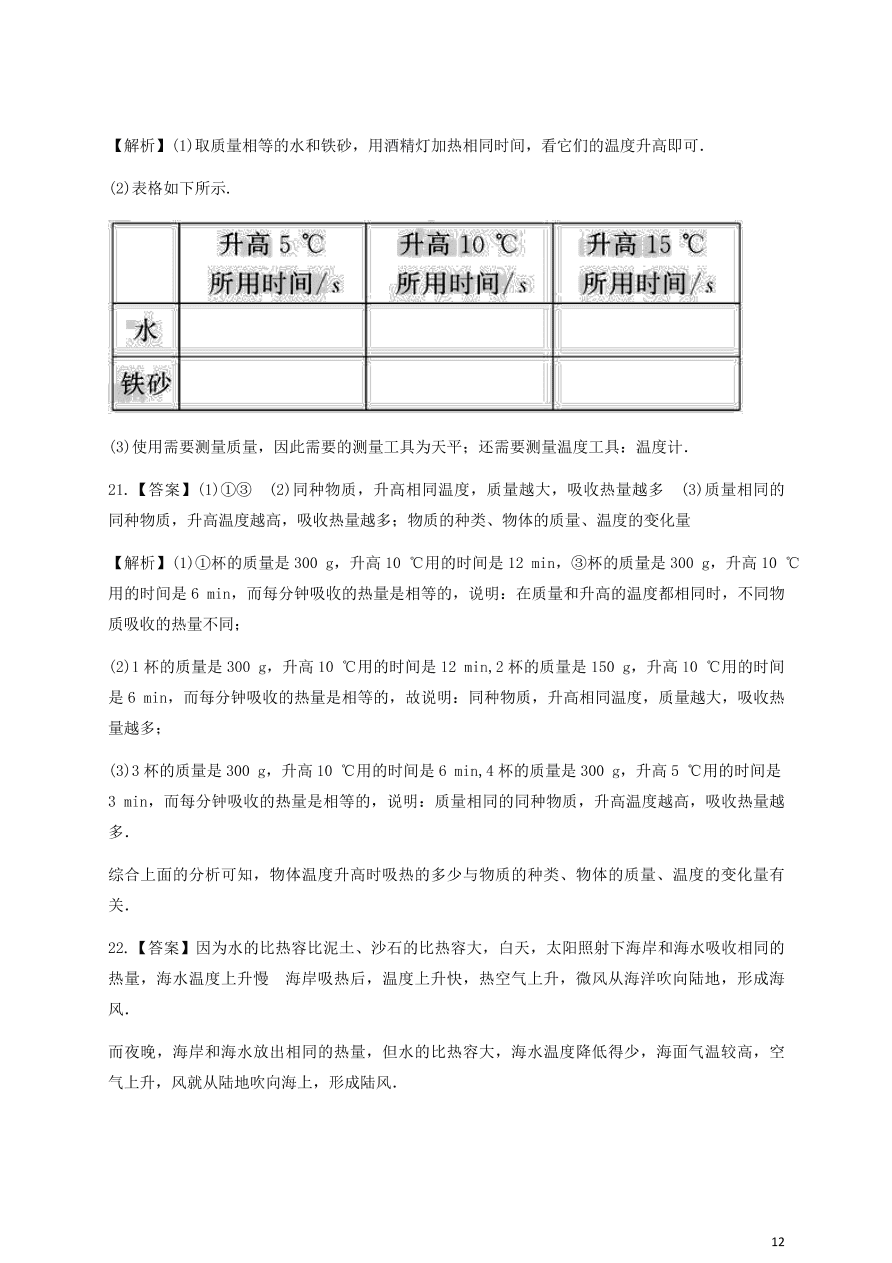 人教版九年级物理全一册第十三章《内能》单元测试题及答案