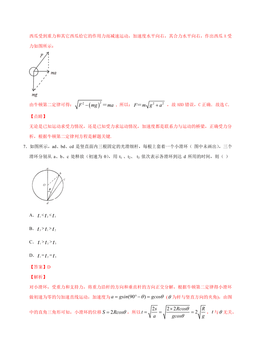 2020-2021学年高一物理课时同步练（人教版必修1）4-6 用牛顿运动定律解决问题（一）