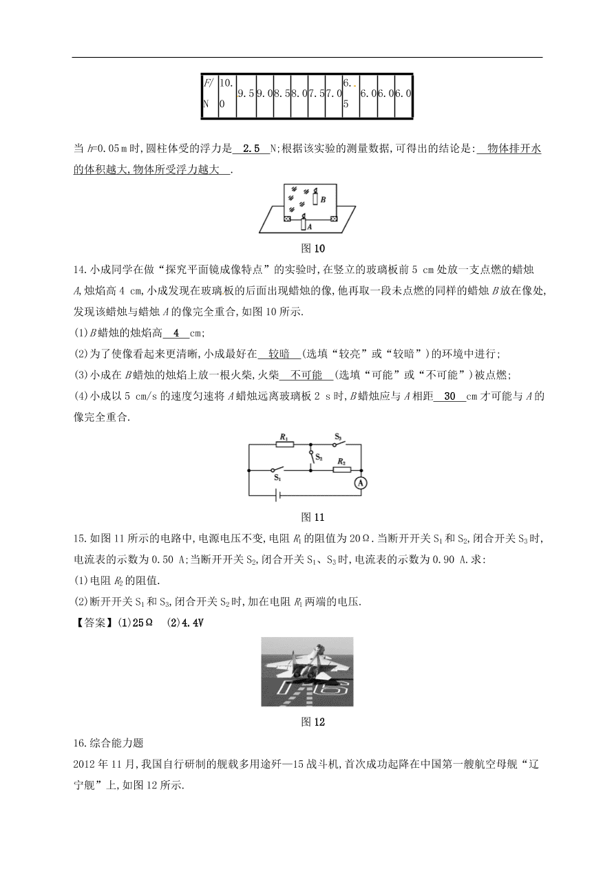 新人教版 九年级中考物理 综合训练复习测试1 