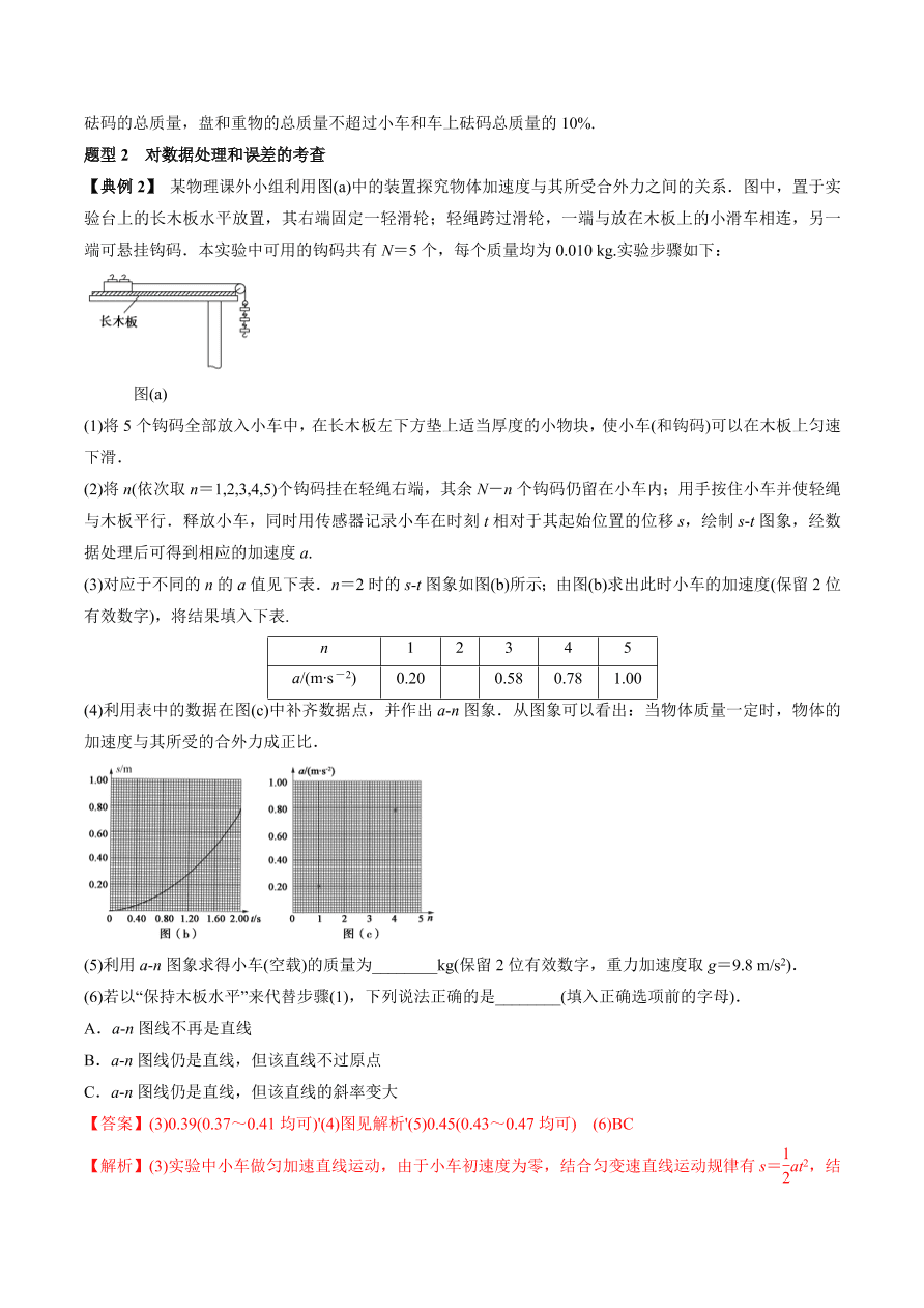 2020-2021学年高三物理一轮复习考点专题14 实验四 验证牛顿运动定律