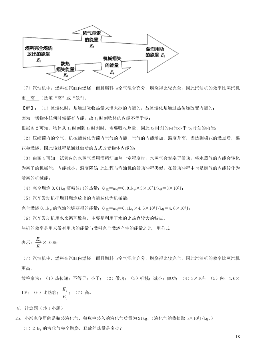 九年级物理全册第十章机械能内能及其转化同步练习（含答案北师大版）