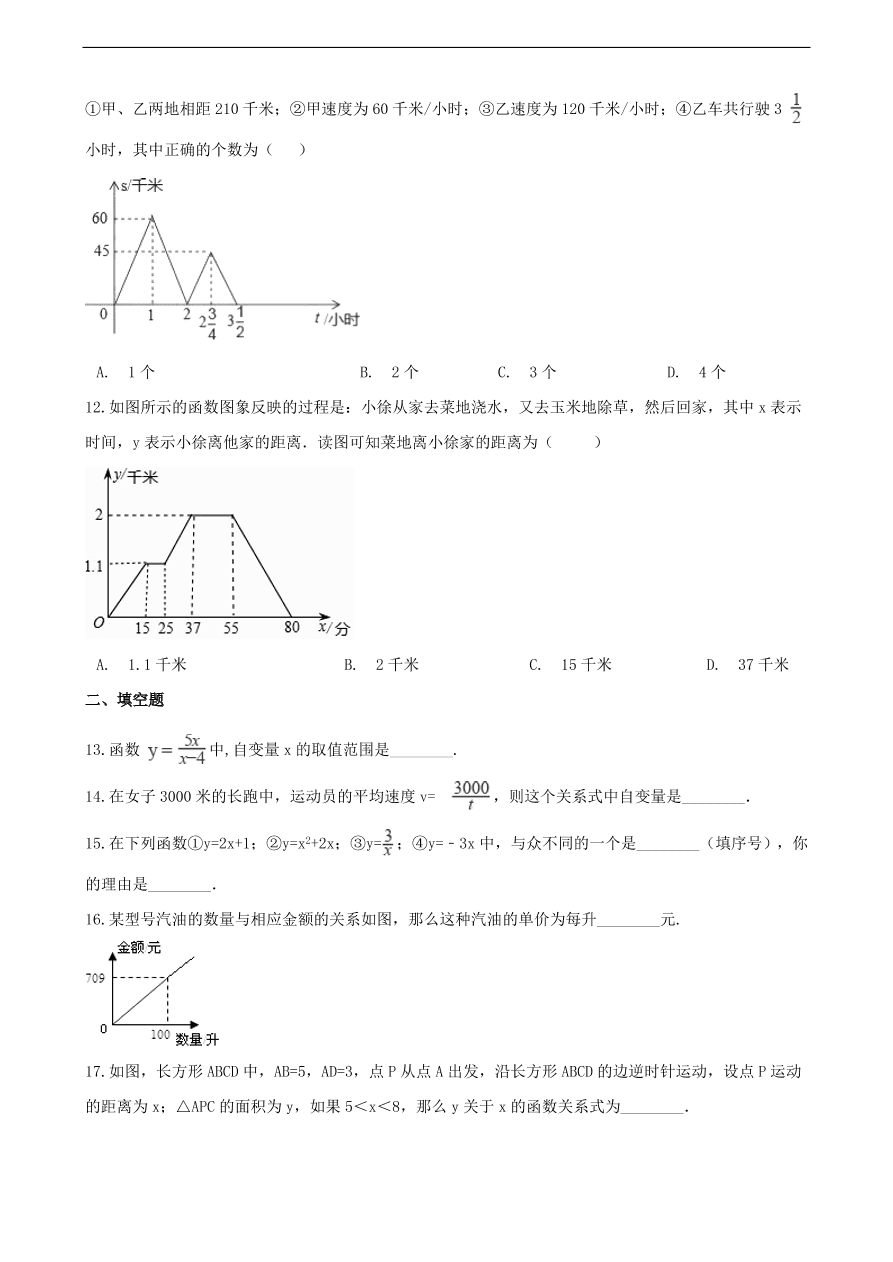 中考数学专题复习卷：函数基础知识（含解析）