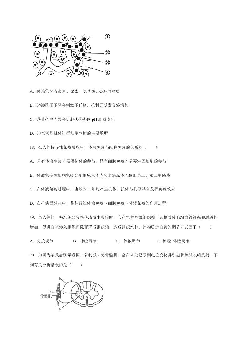 河北省正定县弘文中学2020-2021学年高二上学期月考生物（理）试题