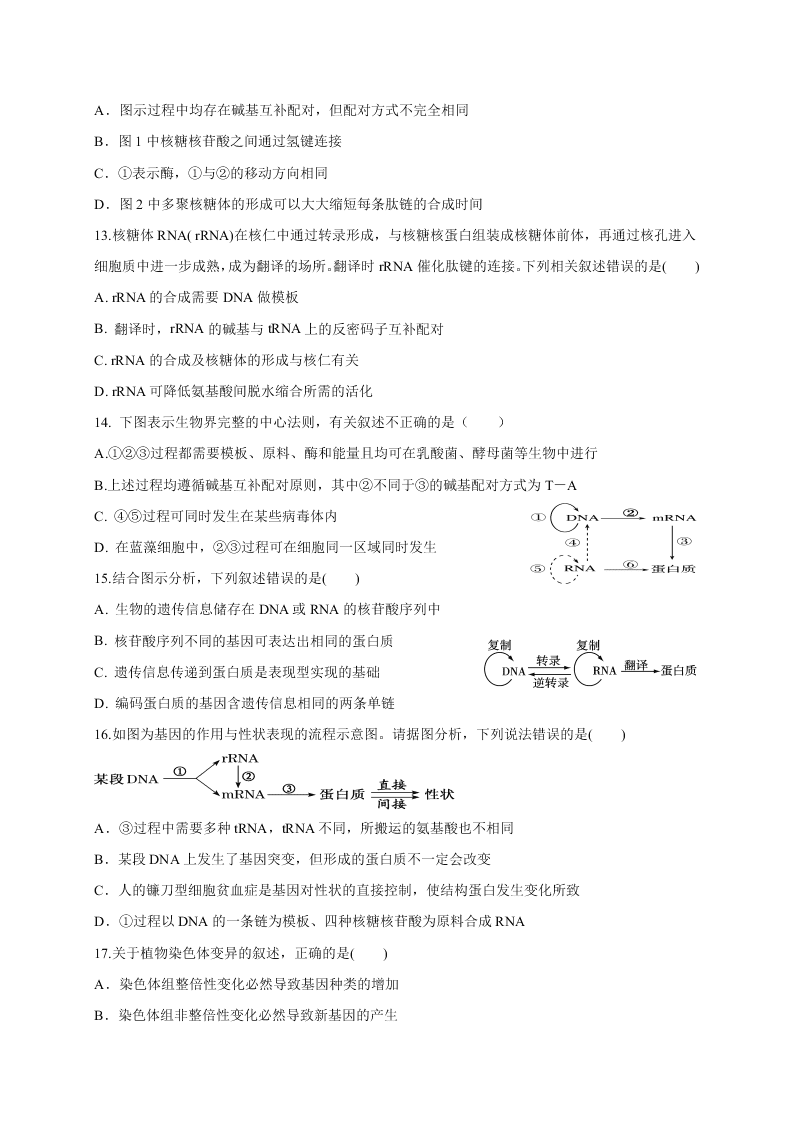 福建省连城县第一中学2020-2021高二生物上学期第一次月考试题（Word版附答案）