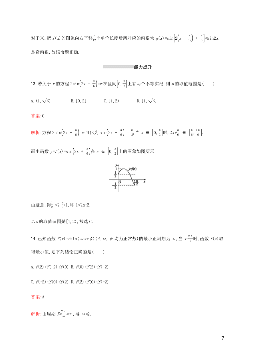 2021高考数学一轮复习考点规范练：21函数y=Asin(ωx+φ)的图象及应用（含解析）