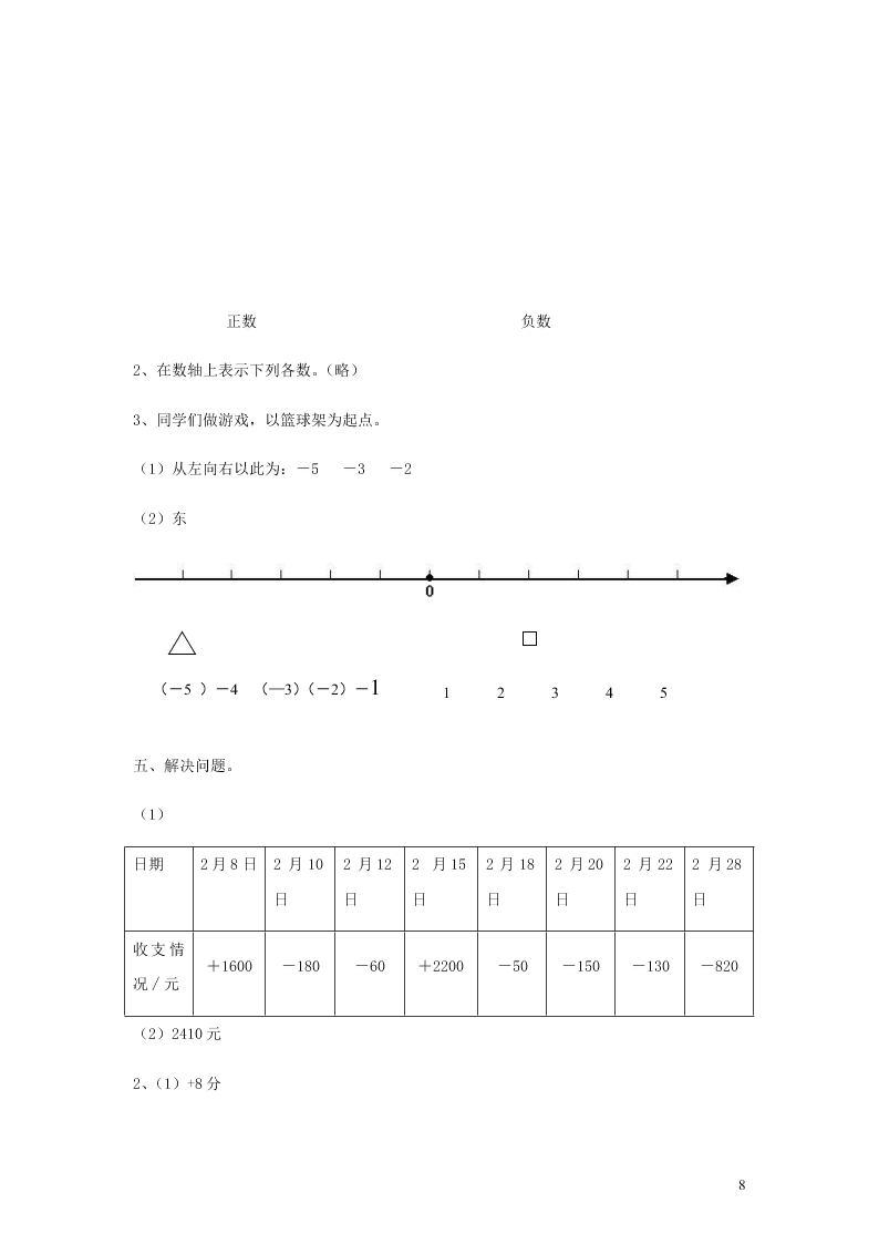 新人教版2020六年级数学下册 负数 单元综合检测（二）