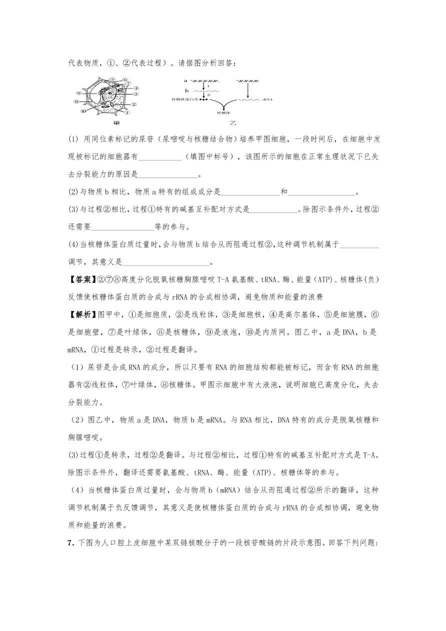 人教版高三生物下册期末考点复习题及解析：细胞中的元素、化合物