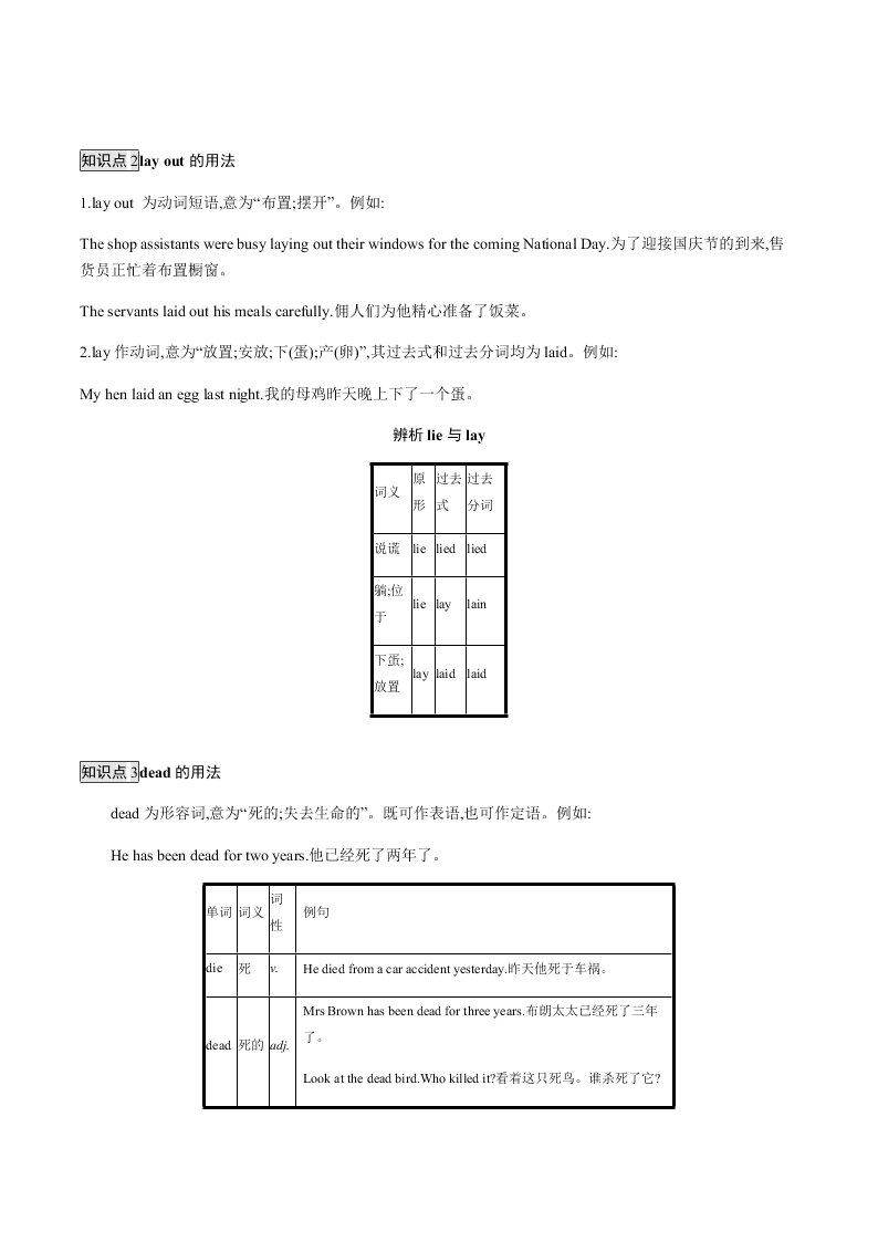 2020-2021学年人教版初三英语知识点 Unit 2  重点词汇