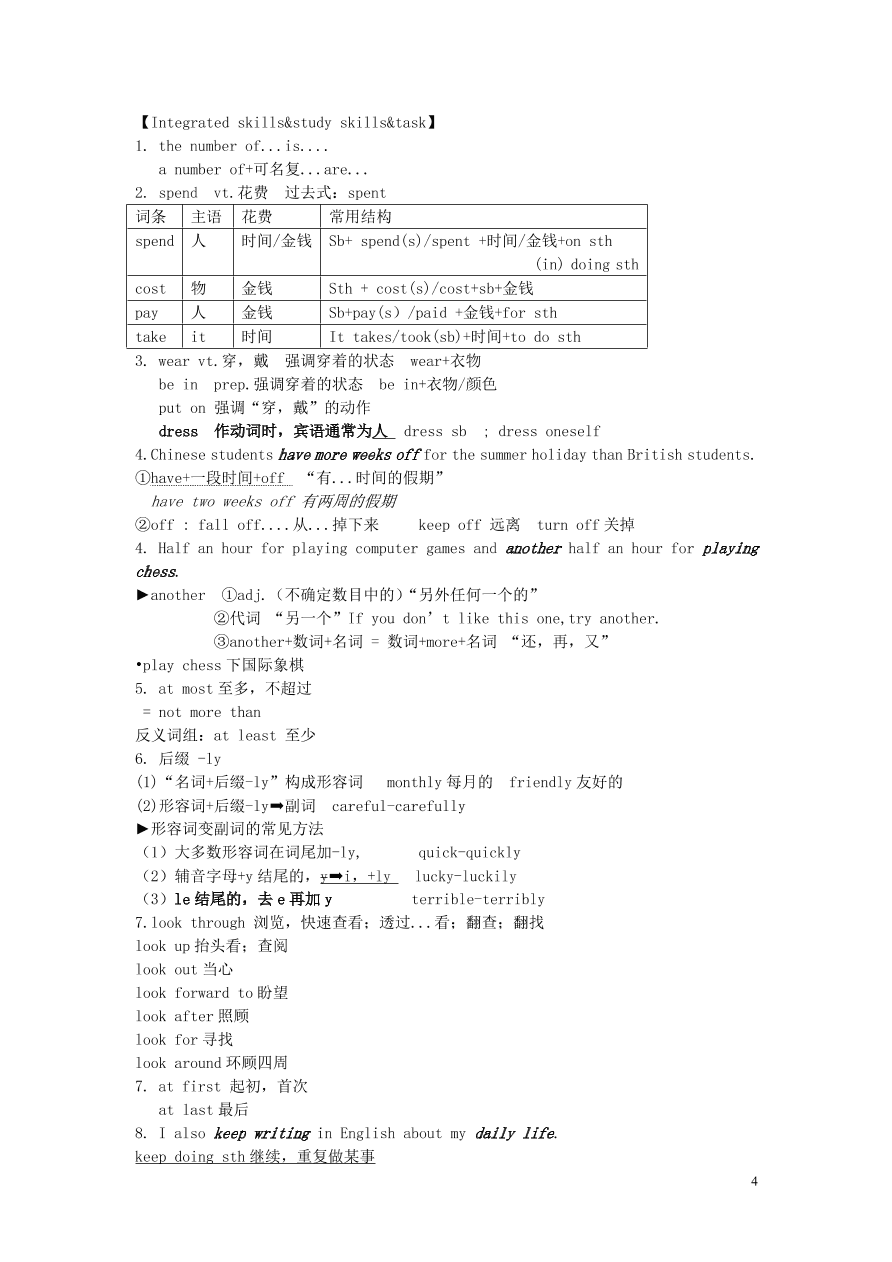 八年级英语上册Unit2Schoollife重要知识点（牛津版）