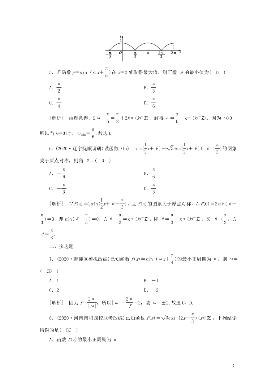 2021版高考数学一轮复习 第三章23三角函数的图象与性质 练案（含解析）