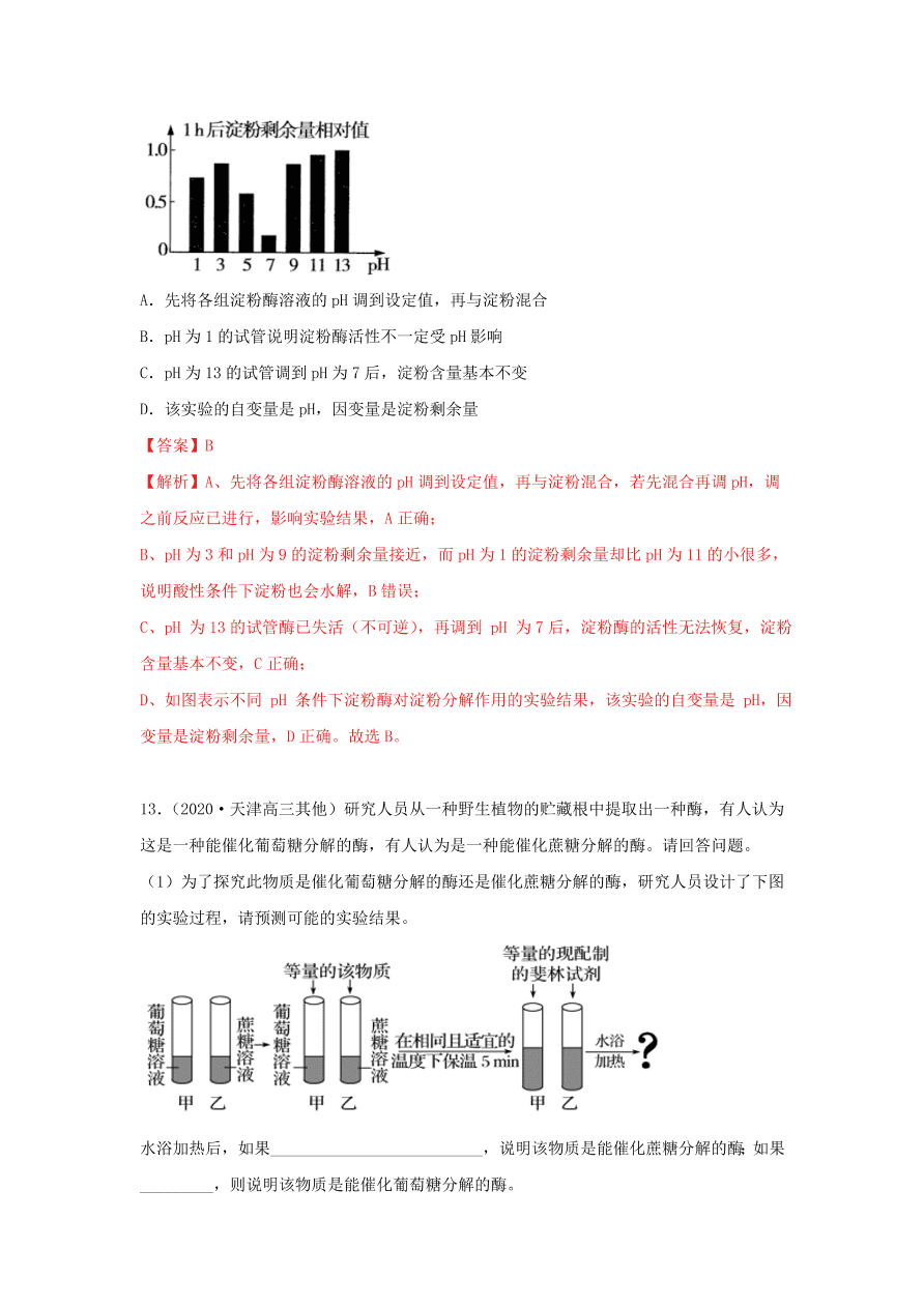 2020-2021学年高三生物一轮复习专题07 ATP和酶（练）