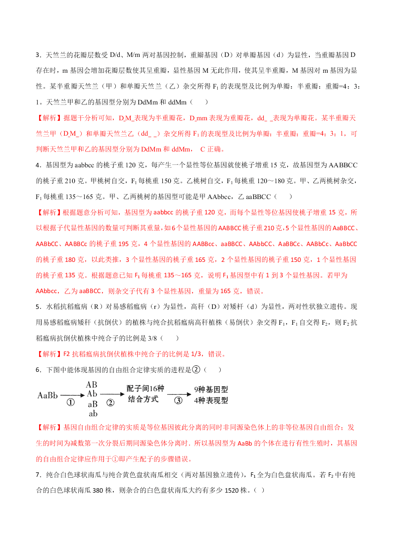 2020-2021年高考生物一轮复习知识点专题19 自由组合定律及题型训练