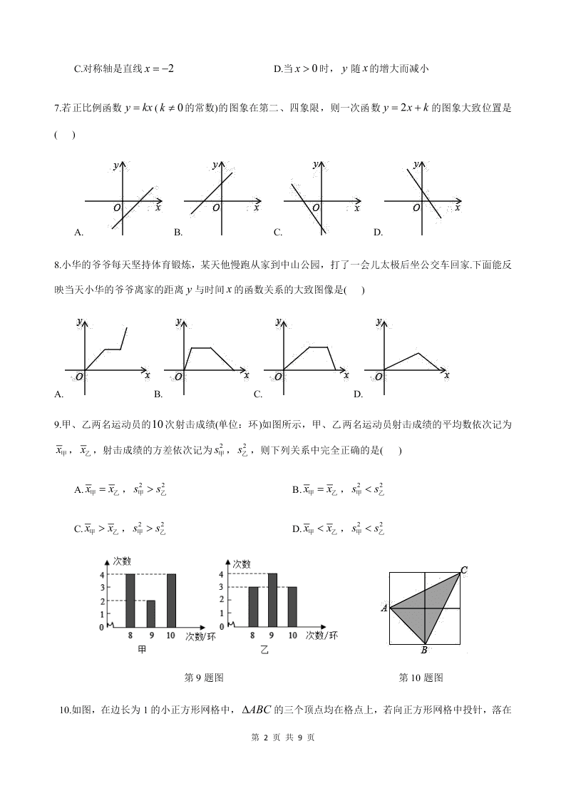 湖南省长沙市广益实验中学2019-2020学年度第二学期八年级期末考试数学试卷（word版， 无答案）