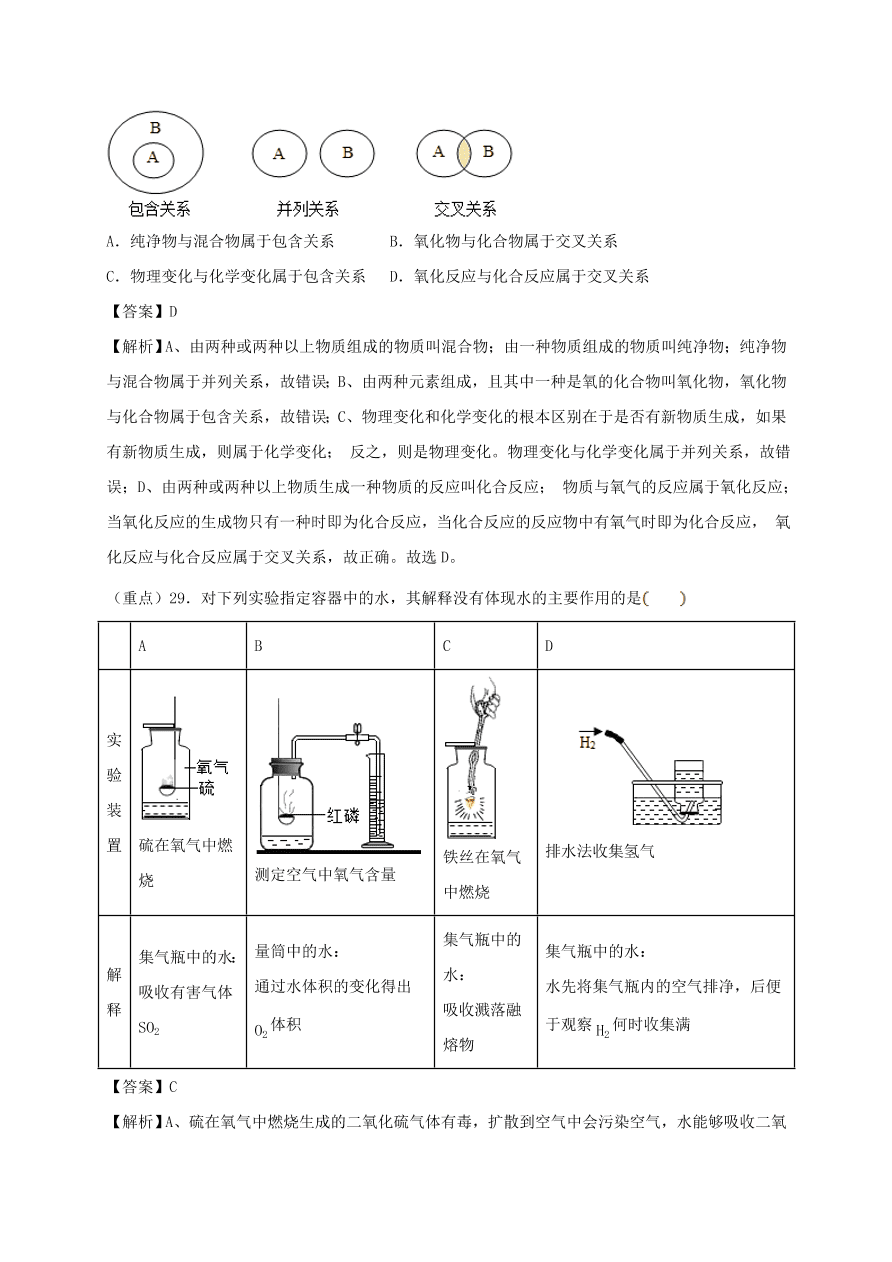 2020-2021九年级化学上学期期中必刷题01选择题