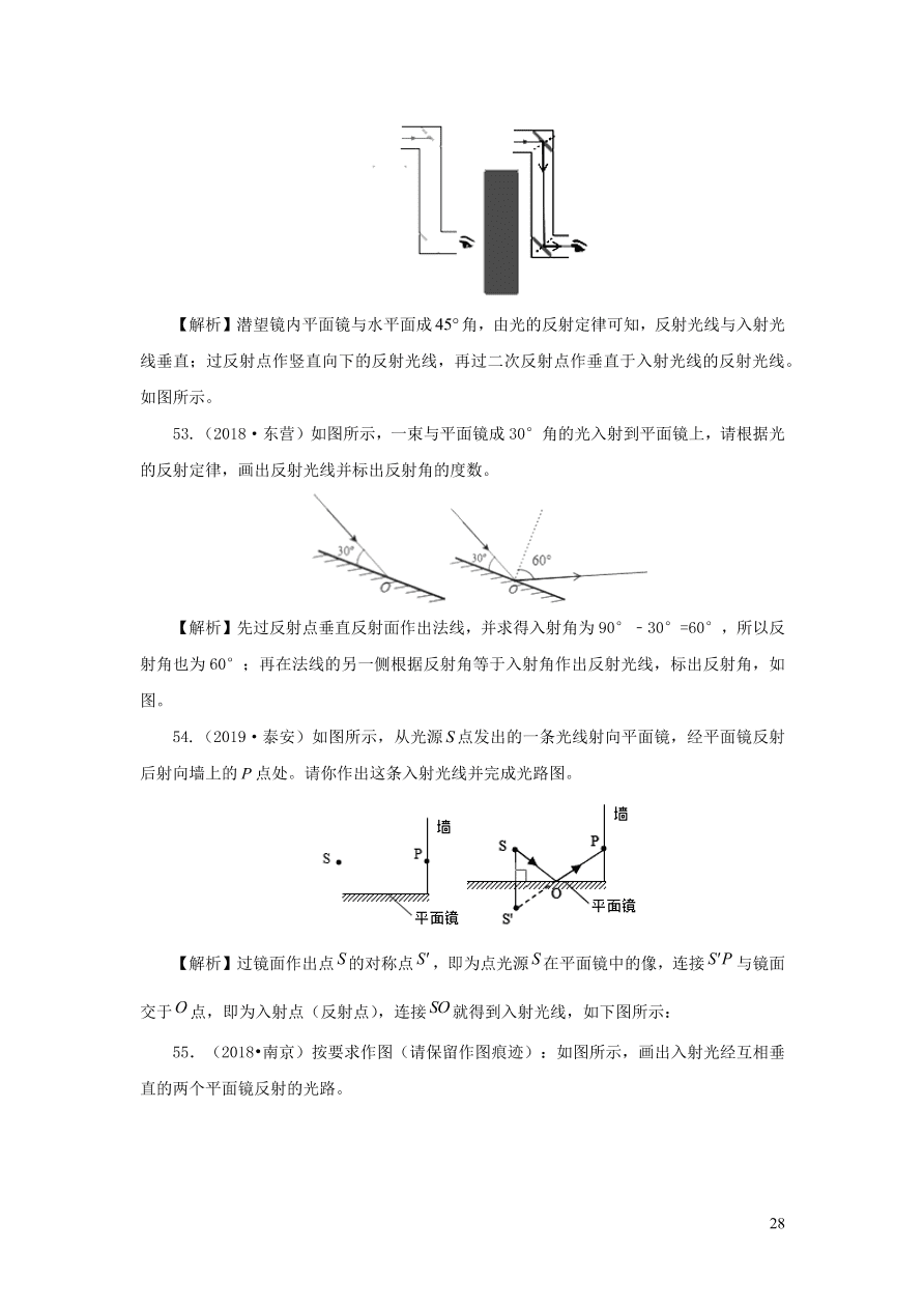 2018-2020近三年中考物理真题分类汇编02光现象（附解析）