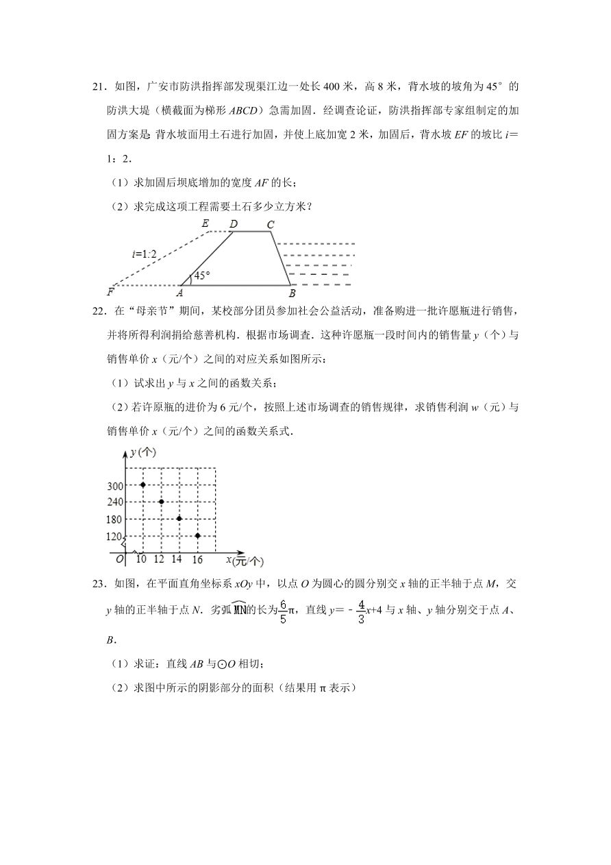 四川省巴中市恩阳区九年级下册期中数学试卷附答案解析