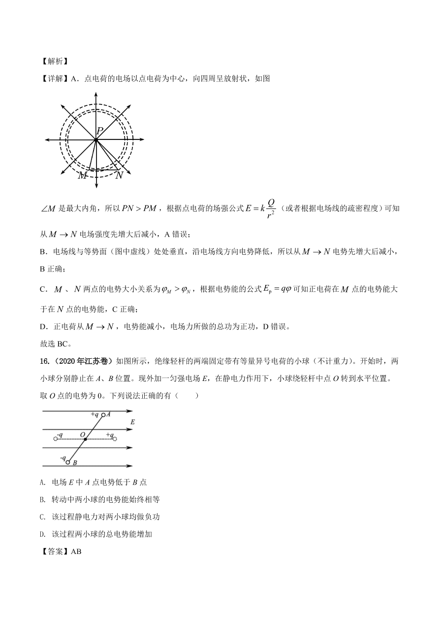 2021年高三物理选择题强化训练专题六 能量与动量观点在电磁学中的应用