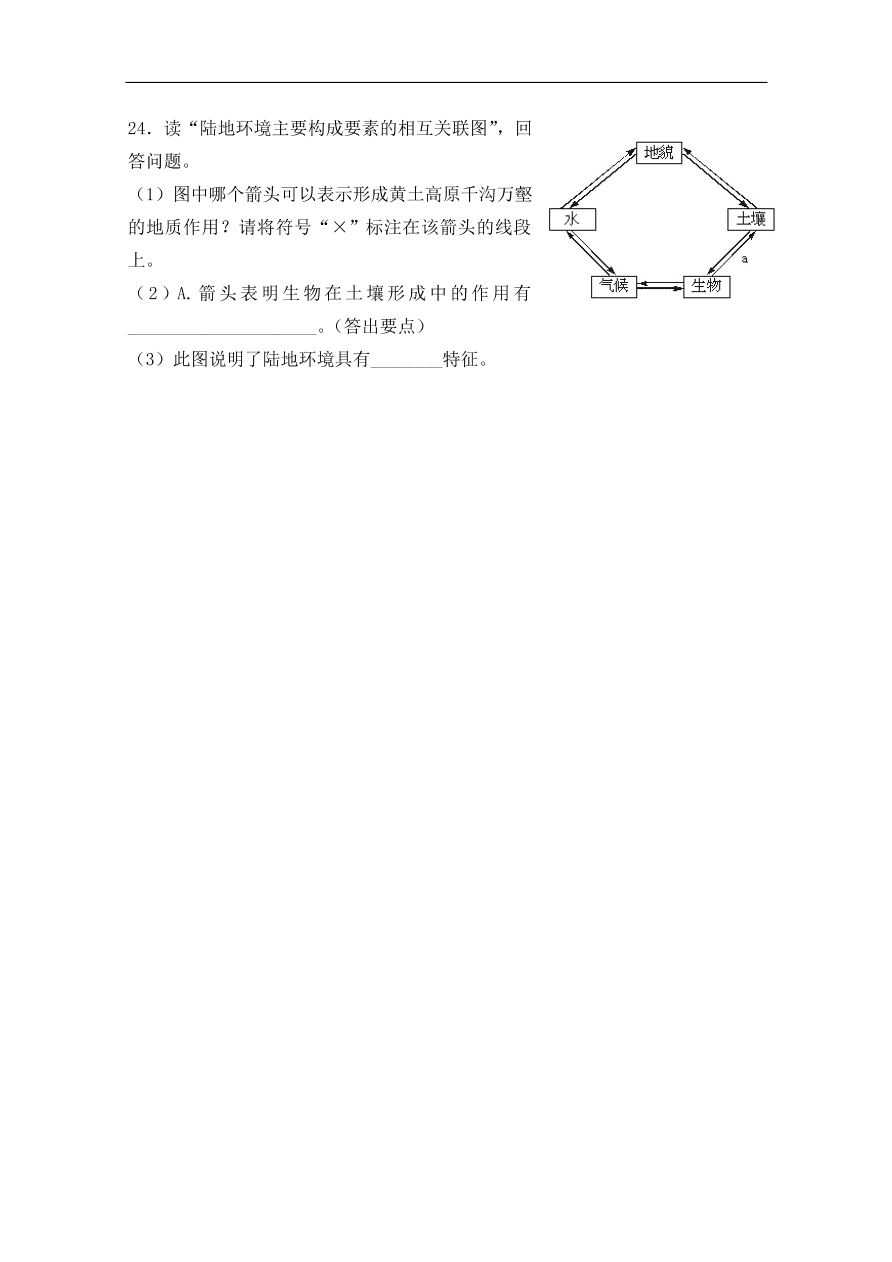 湘教版高一地理必修一《自然地理环境的整体性》同步练习卷及答案3