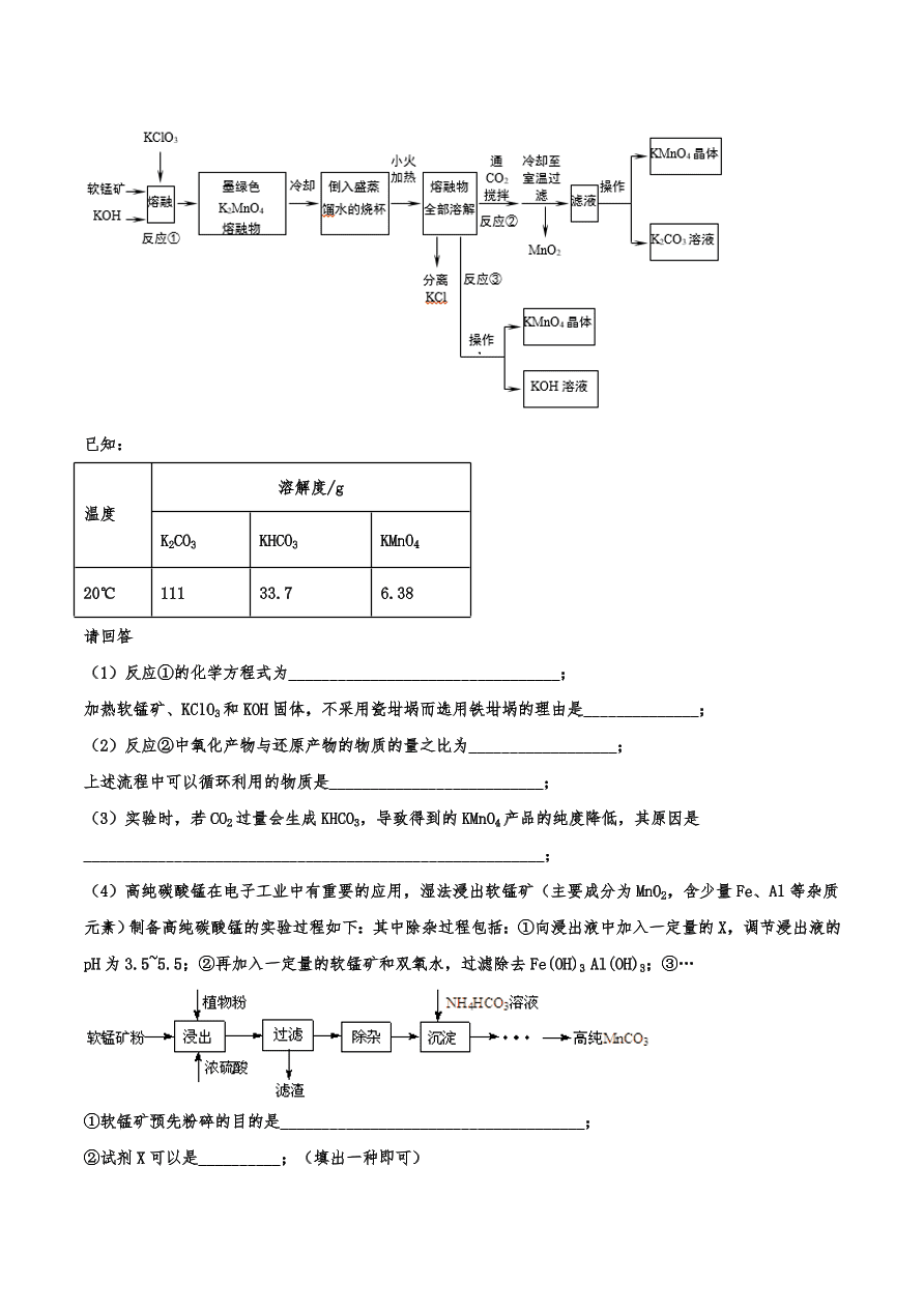 2020-2021年高考化学一轮易错点强化训练：工艺流程综合