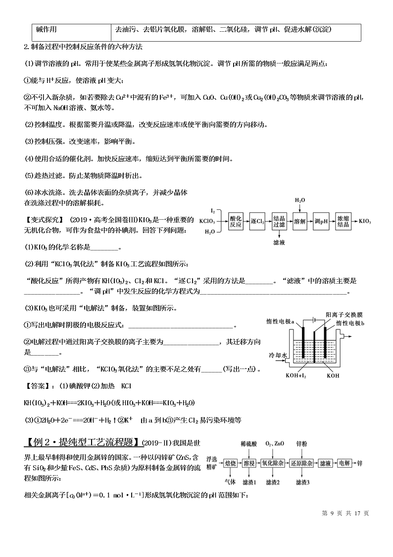 2020-2021学年高三化学专题复习07.无机化工流程题审题答题（答案）