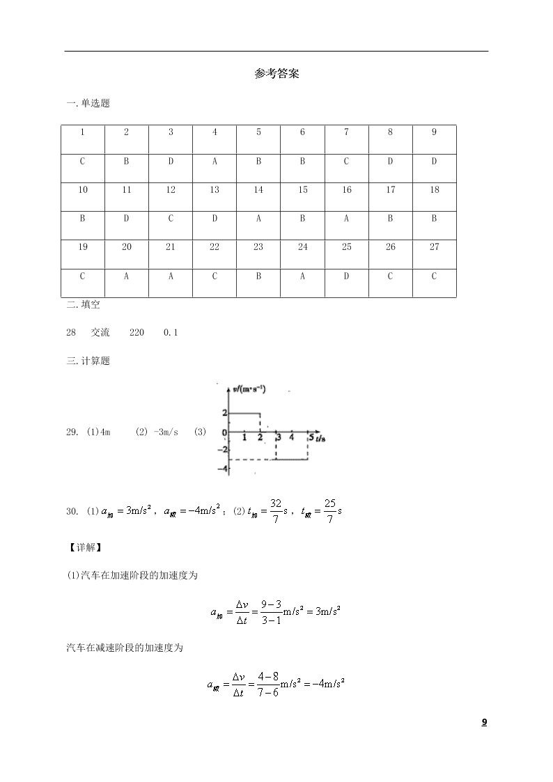 江苏省淮安市涟水县第一中学2020-2021学年高一物理10月月考试题（含答案）