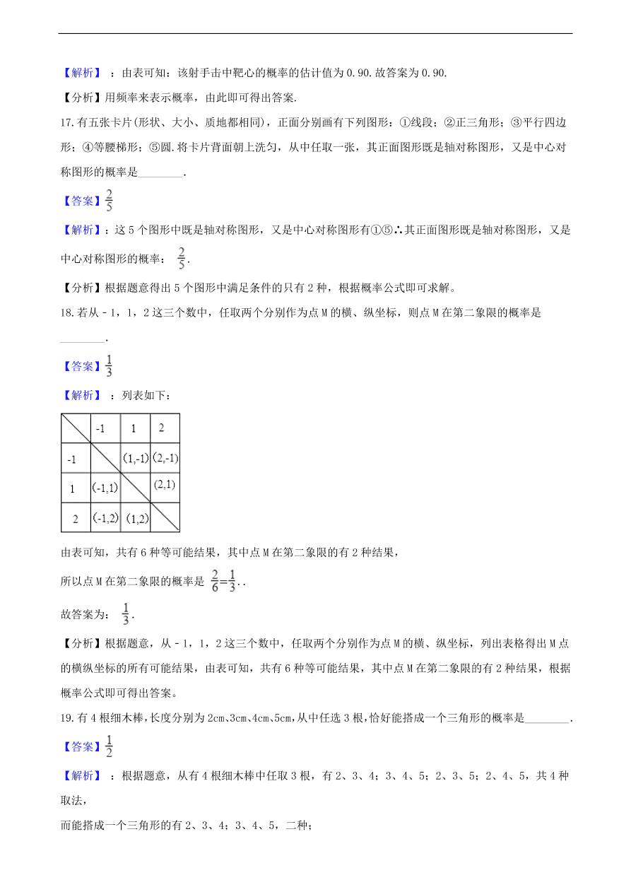 中考数学专题复习卷：概率（含解析）