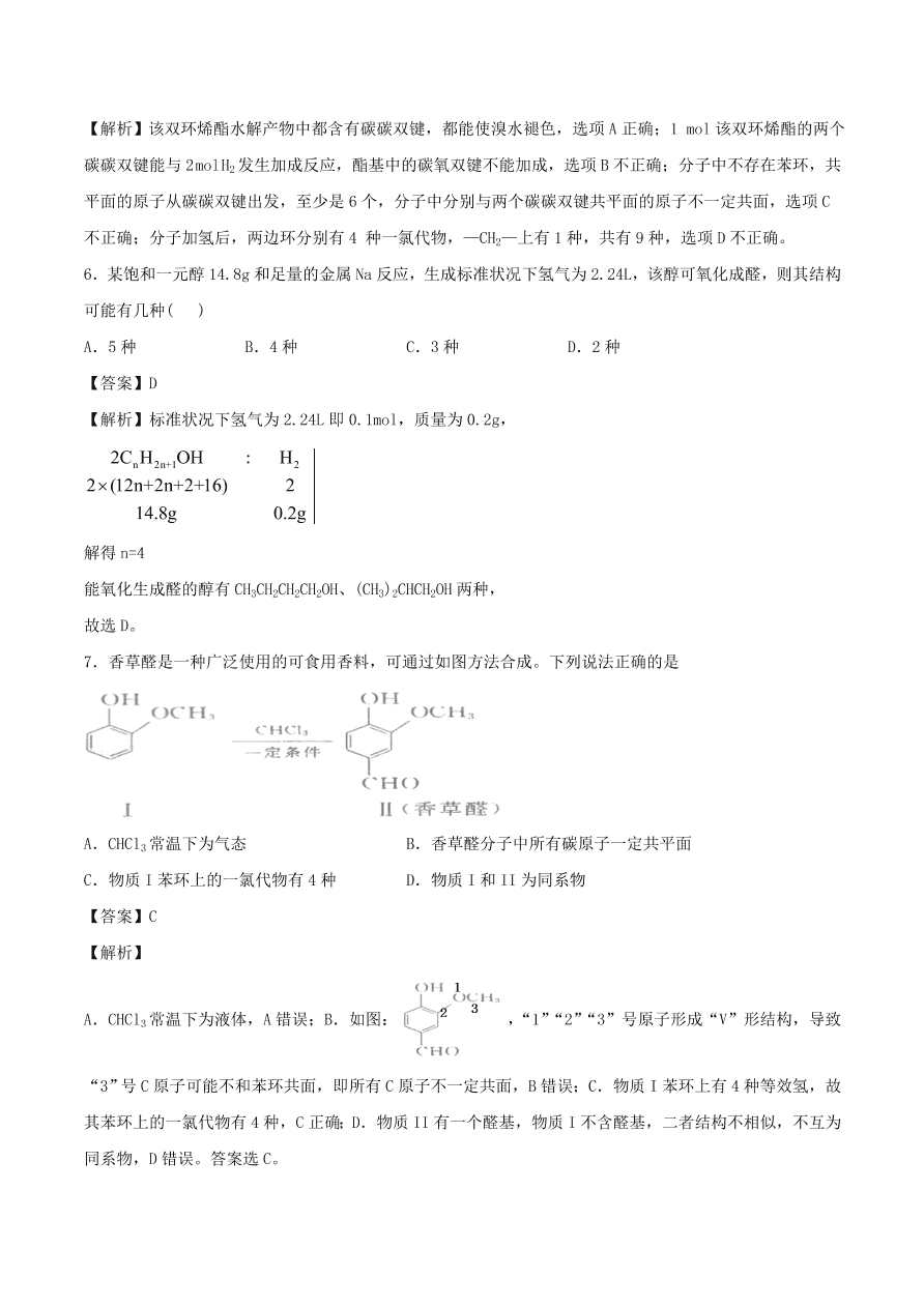 2020-2021年高考化学精选考点突破20 烃的行生物