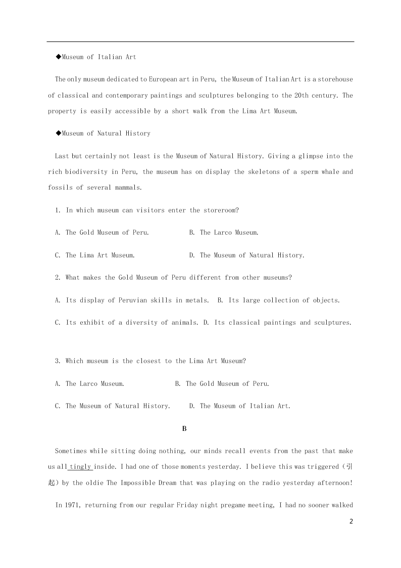 山东省济宁市微山县第二中学2021届高三英语上学期9月月考试题（含答案）