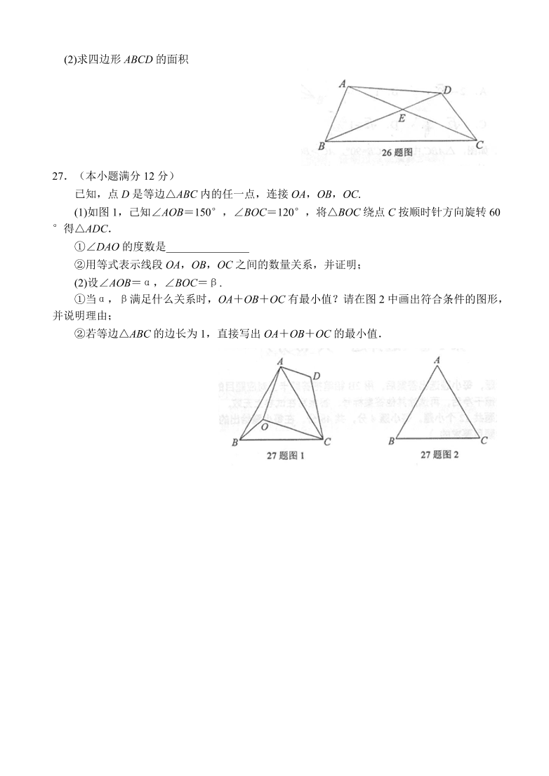 北师大版八年级数学第一学期期末考试题含答案