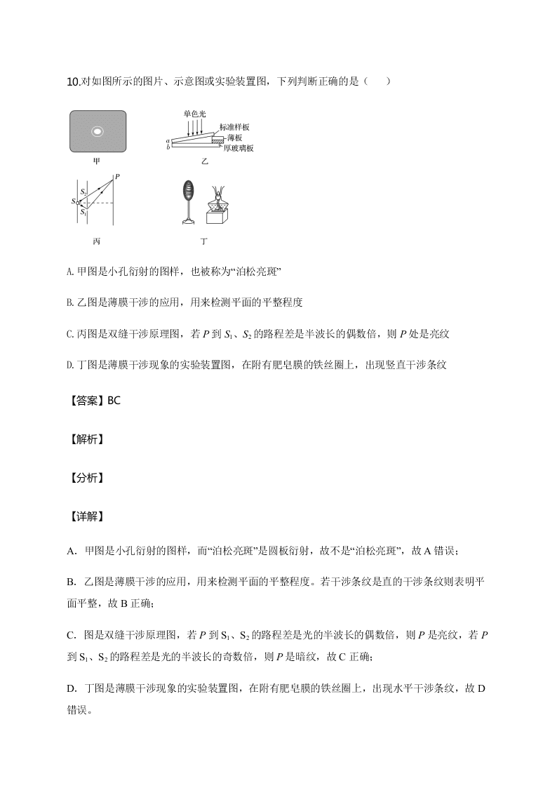 人教版高二物理暑假专练：波动光学（word版含答案）