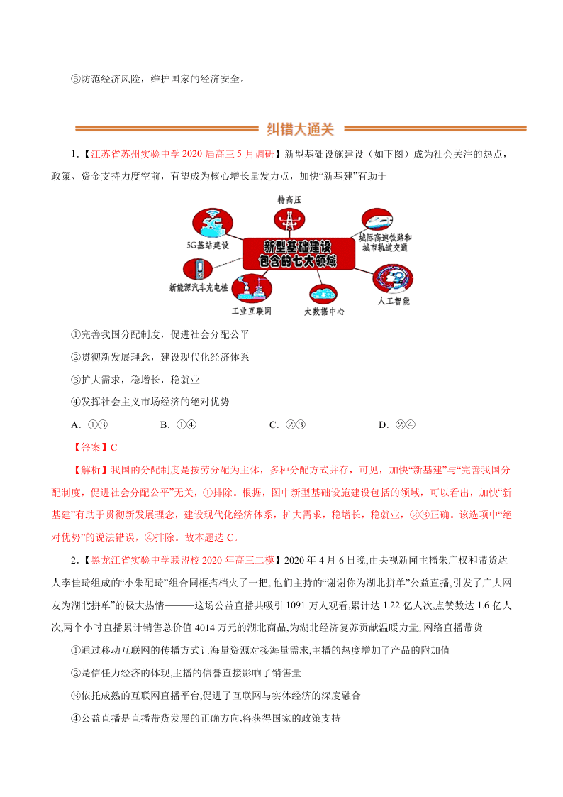 2020-2021学年高考政治纠错笔记专题04 发展社会主义市场经济