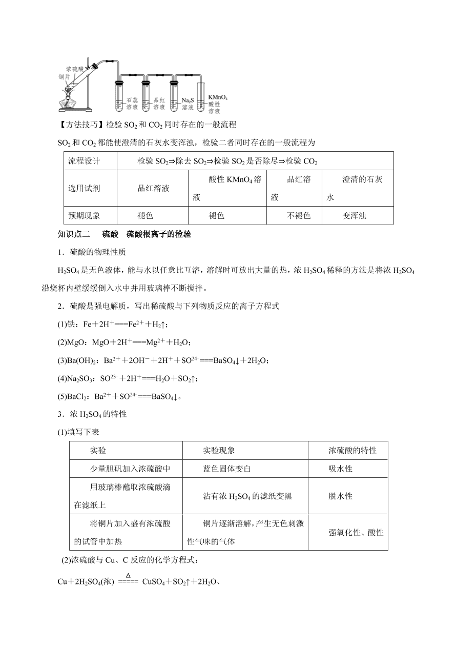 2020-2021学年高三化学一轮复习知识点第15讲 硫及其化合物